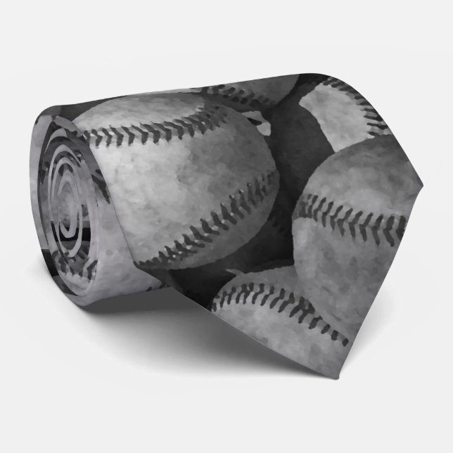 Cravate Baseball noir et blanc (Roulé)