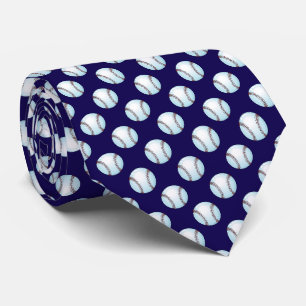 Cravate Baseballs sur la couleur de l'équipe bleu marine