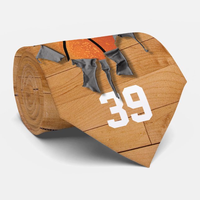 Cravate Basket-ball déchiré (personnalisé) (Roulé)