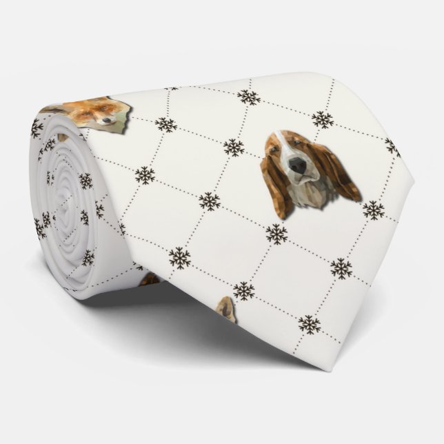 Cravate Basset Hound et Fox (Roulé)