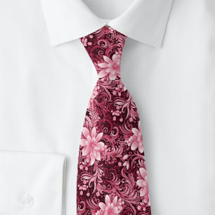 Cravate Batik floral Claret profond