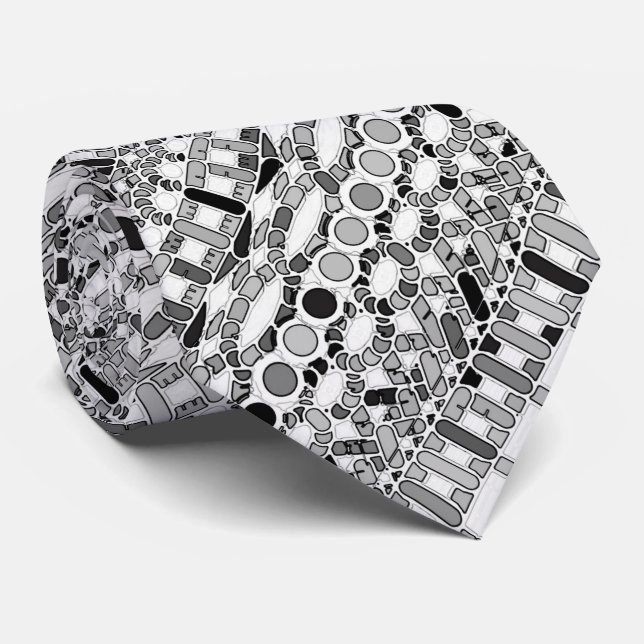Cravate Batik tribal - nuances de gris/de gris (Roulé)