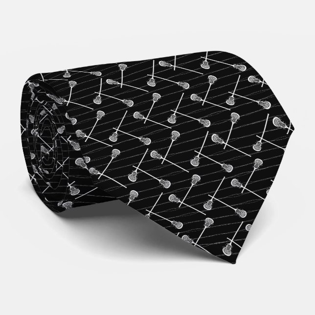 Cravate Bâtons blancs de crosse noire à motifs (Roulé)