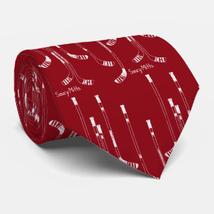 Cravate Bâtons de hockey rouge foncé