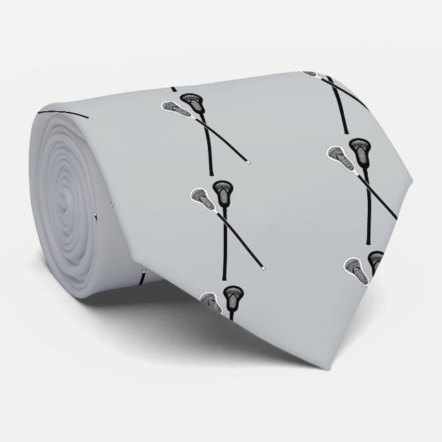 Cravate Bâtons de lacrosse en noir et blanc (Roulé)
