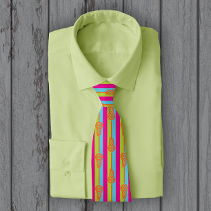 Cravate Bâtons et bandes de crosse de Neon Bright Retro