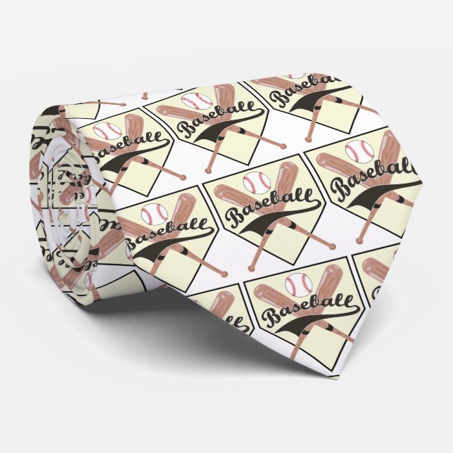Cravate Bats de baseball Ball and Base Necktie (Roulé)