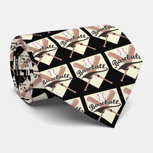 Cravate Bats de baseball Ball and Base Necktie (Roulé)