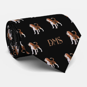 Cravate Beagle Bliss : Motif Beagle monogramme noir