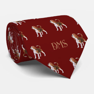 Cravate Beagle Bliss : Motif Beagle monogramme rouge