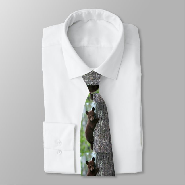 Cravate Bear Cub Escalade A Tree Print Necktie (Attaché)
