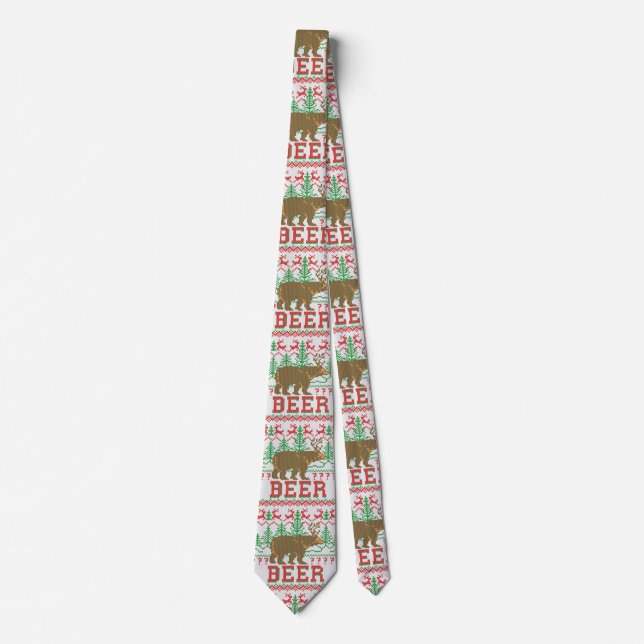 Cravate Bear Deer or Beer Christmas Jumper Knit Style (Devant)