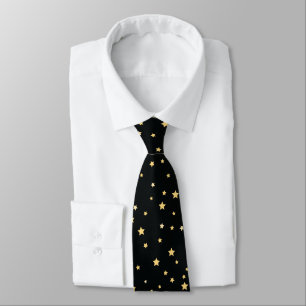 Cravate Beau Black and Gold Starry Sky Star Motif