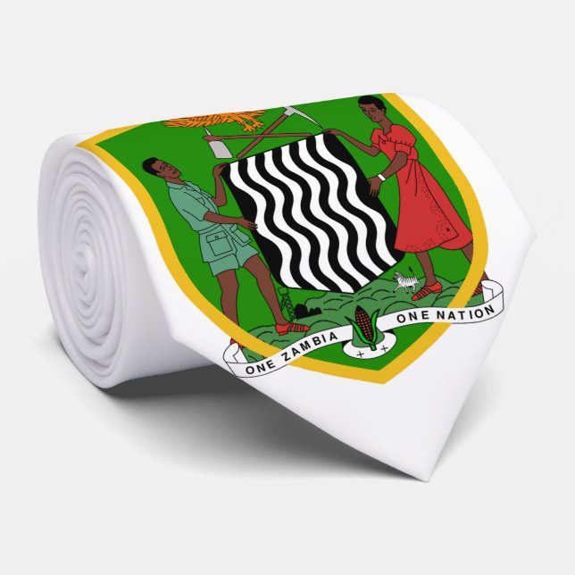 Cravate Beau bras de manteau de drapeau de la Zambie (Roulé)