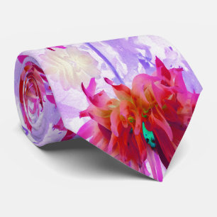 Cravate Beau cactus rouge et rose chaud Dahlia