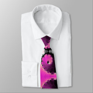 Cravate Beau motif d'art fractal en spirale rose girly