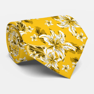 Cravate Beau motif de fleurs jaunes
