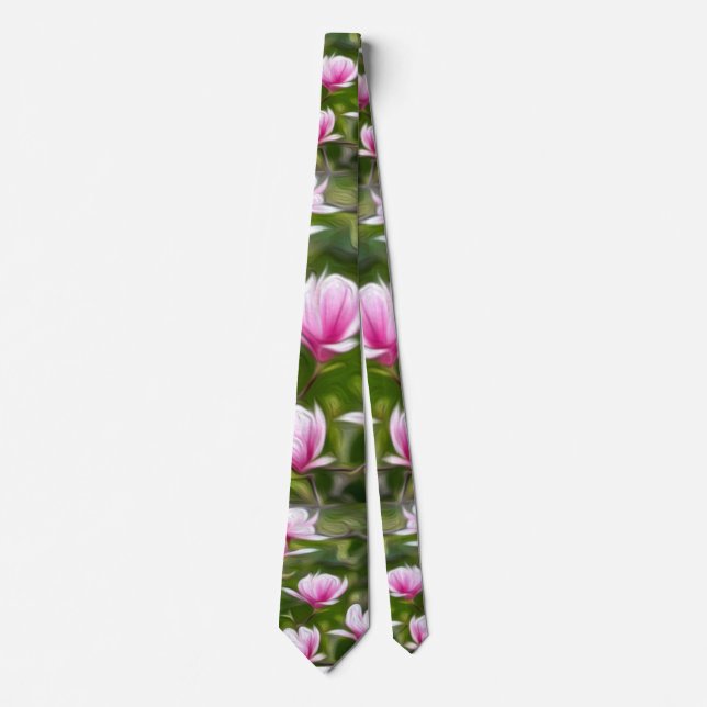 Cravate Beau motif de fleurs roses (Devant)