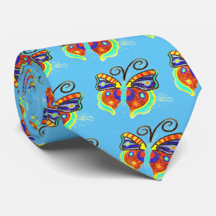 Cravate Beau papillons multicolores noir