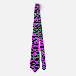 Cravate Beaucoup de routes II Magenta & Turquoise sur Noir
