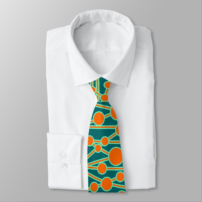 Cravate Beaucoup de routes II Orange & Turquoise sur Turqu (Attaché)