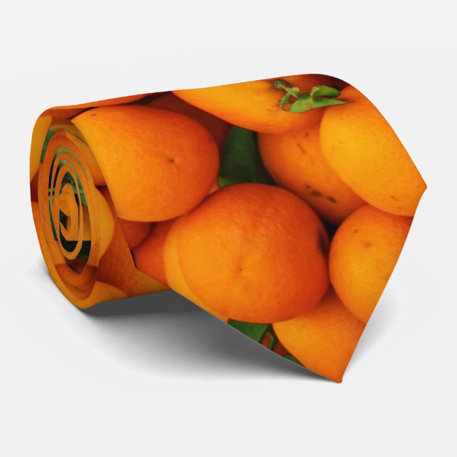 Cravate Beaucoup d'oranges avec Feuille (Roulé)