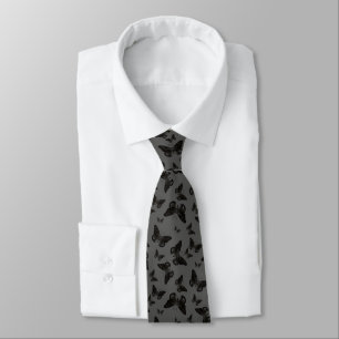 Cravate Beaux papillons noirs sur le Motif Gray Motif