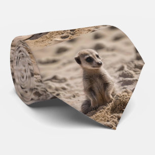 Cravate Bébé Meerkat Jouant Dans Le Sable,