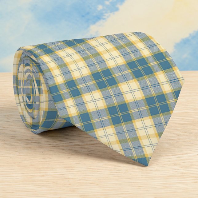 Cravate Beige & Teal Plaid Pattern Necktie Tie (Créateur téléchargé)