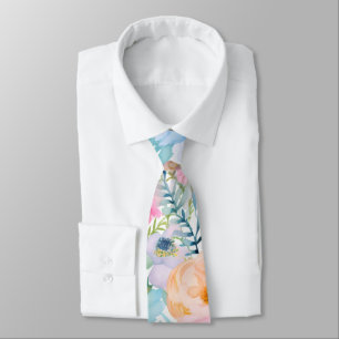 Cravate Belle Aquamarine Turquoise Floral Print