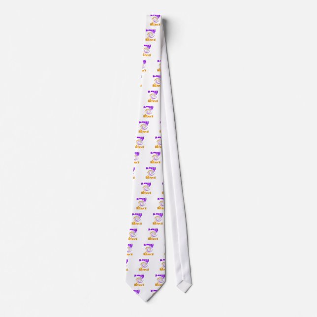 Cravate Belle Art Moderne Design : Tourbillon violet et or (Devant)