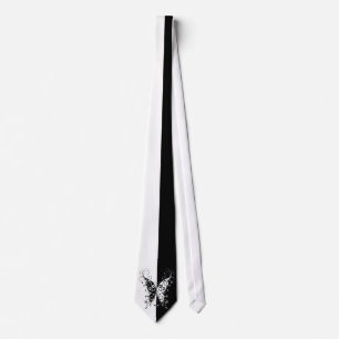 Cravate Belle élégante tourbillons papillon noir et blanc