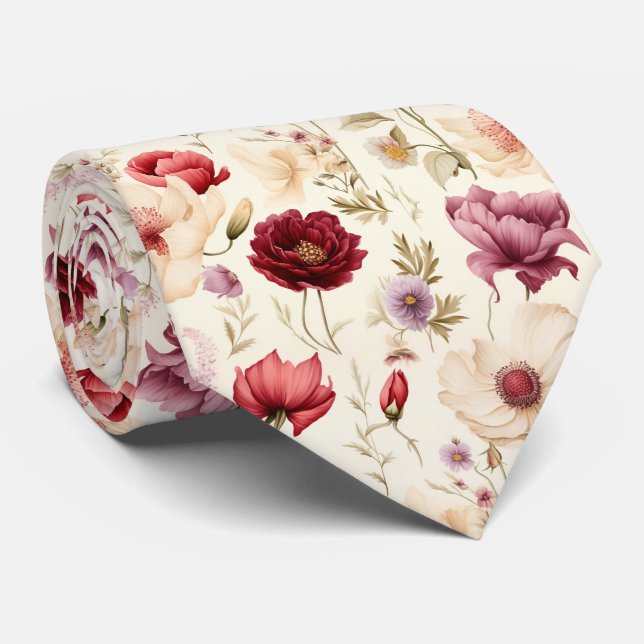 Cravate Belle florale d'été colorée (Roulé)