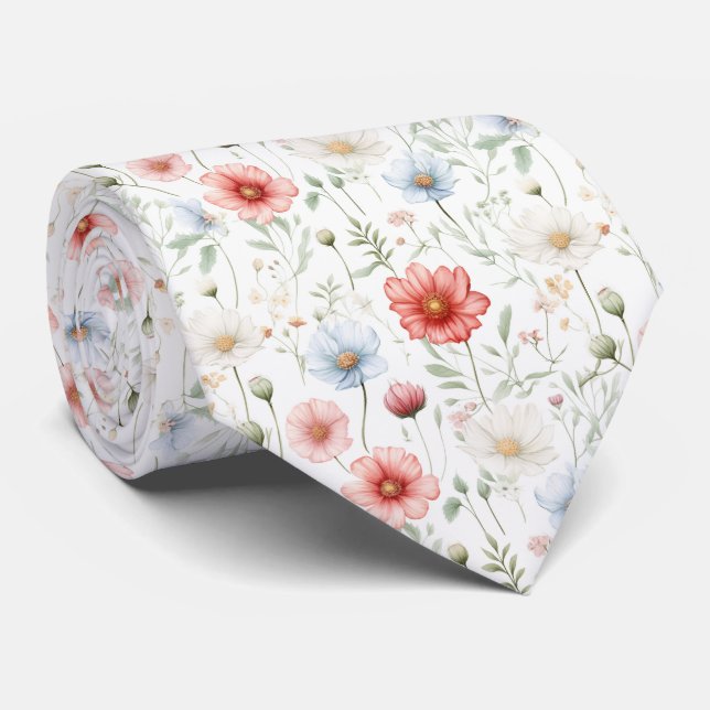 Cravate Belle florale d'été colorée (Roulé)
