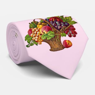 Cravate belle impression de panier de fruits victoriens