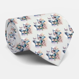 Cravate Belle papillons et Motif de fleurs