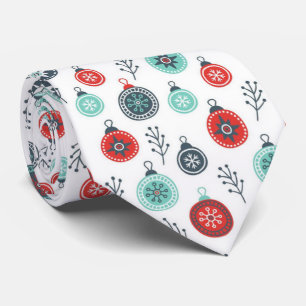 Cravate Belle Pastel Noël pendaison boules et pin