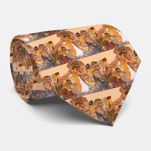 Cravate Belles femmes Art Nouveau avec Irises et Rose