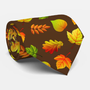 Cravate Belles feuilles d'automne sur Brown