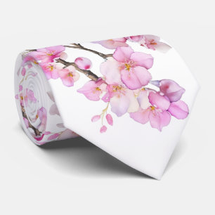 Cravate Belles fleurs de cerisiers roses
