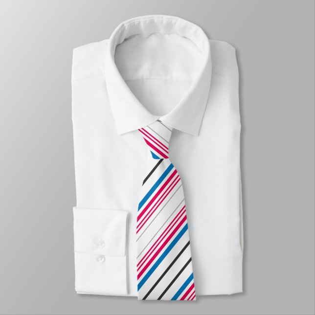 Cravate Belles rayures blanches bleues (Attaché)