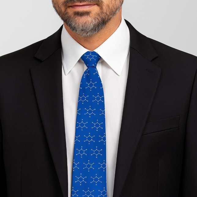 Cravate Benzene Molecule Motif Bleu (Benzene Molecule Pattern Blue Neck Tie)