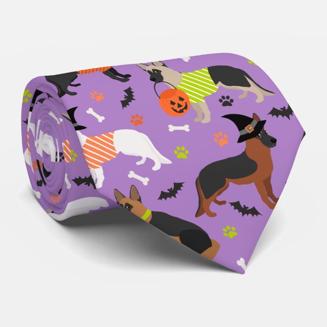 Cravate berger allemand d'Halloween (Roulé)