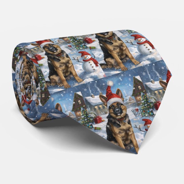 Cravate berger allemand hiver Wonderland Noël Joie (Roulé)