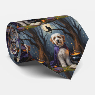 Cravate Bernedoodle Chien Whimsical Halloween Peinture