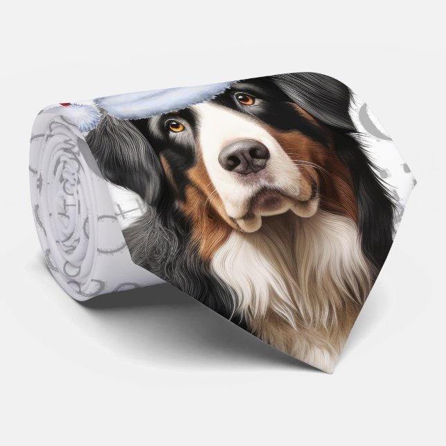 Cravate Bernese Mountain Dog Woof Christmas Pet Lover (Roulé)