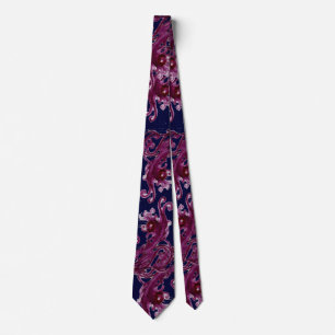 Cravate BERRIES MAGIQUES Imaginaire Rouges Rose Bleu Flore
