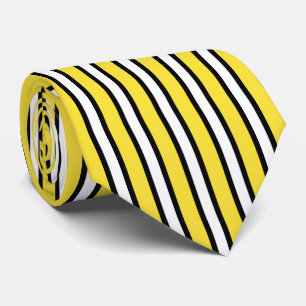 Cravate Beurre Jaune, blanc et noir en bandes verticales