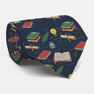Cravate Bibliothèque d'érudit bleu marine