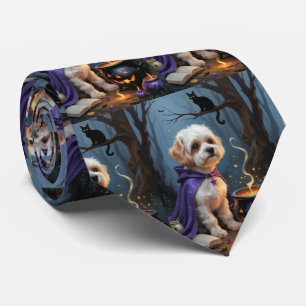 Cravate Bichon Frise Chien Whimsical Halloween Peinture